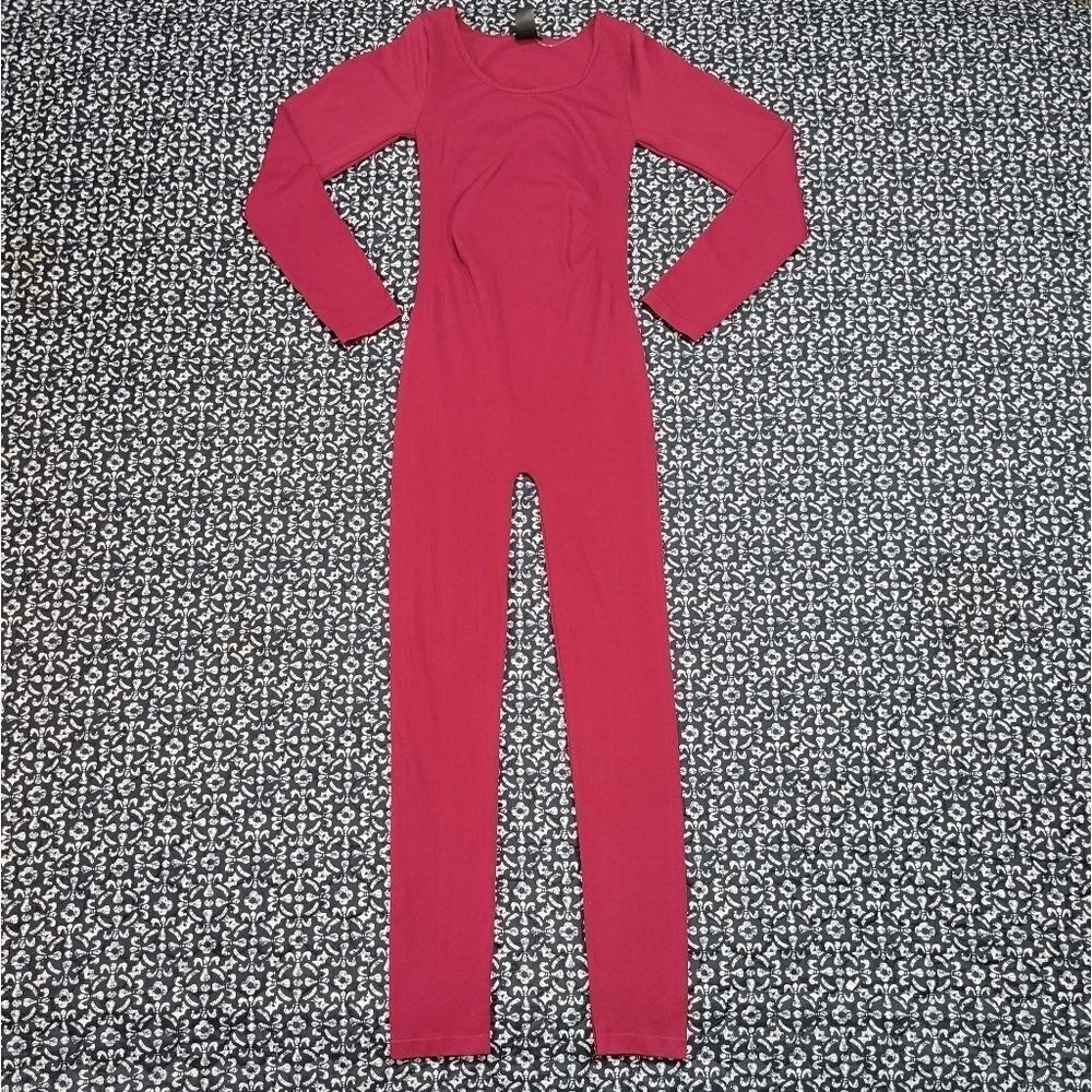 Francesca's Collections Fuchsia Long Sleeve Jumpsuit